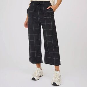 Albion Black Checkered Wide-Leg Pants